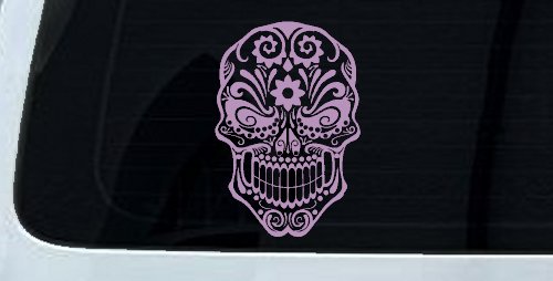 Tattoo Sugar Skull Swirl Skulls Car or Truck Window Decal Sticker (Lilac)