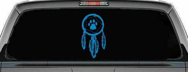 Dreamcatcher With Bear Claw Native American Indian Dream Catcher Car or Truck Window Decal Sticker (Blue)