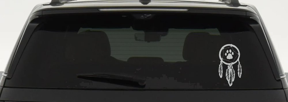 Dreamcatcher With Bear Claw Native American Indian Dream Catcher Car or Truck Window Decal Sticker (Light Gray)