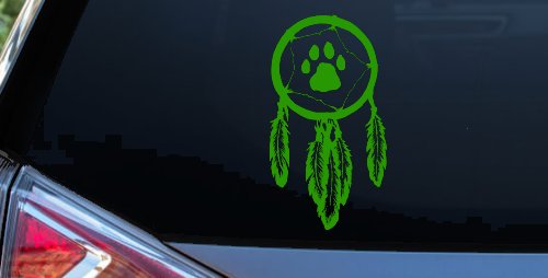 Dreamcatcher With Bear Claw Native American Indian Dream Catcher Car or Truck Window Decal Sticker (Lime)