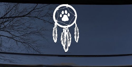Dreamcatcher With Bear Claw Native American Indian Dream Catcher Car or Truck Window Decal Sticker (White)