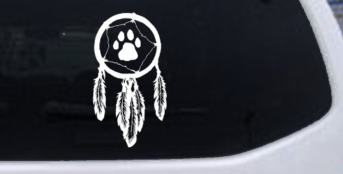 Dreamcatcher With Bear Claw Native American Indian Dream Catcher Car or Truck Window Decal Sticker (White)