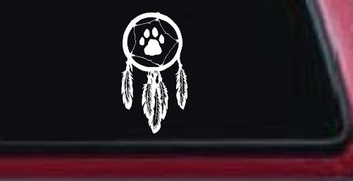 Dreamcatcher With Animal Claw Native American Indian Dream Catcher Car or Truck Window Vinyl Decal Sticker (White)