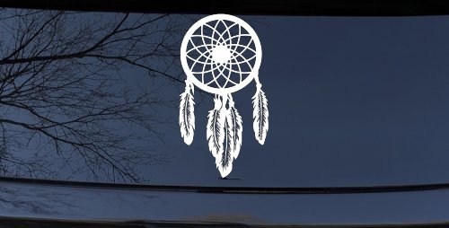 Dreamcatcher Native American Indian Dream Catcher Car or Truck Window Decal Sticker (White)