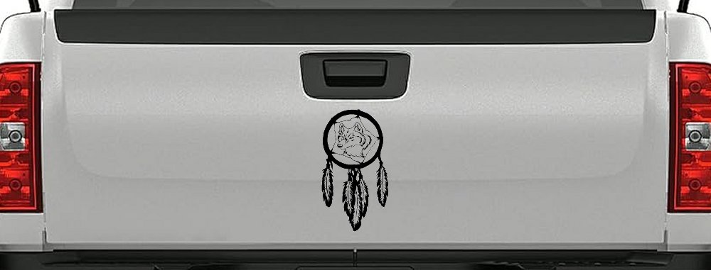 Dreamcatcher With Wolfs Head Native American Indian Dream Catcher Car or Truck Window Decal Sticker