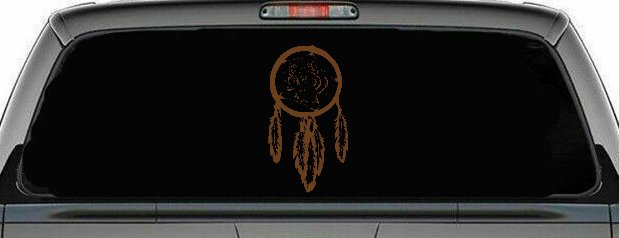 Dreamcatcher With Wolfs Head Native American Indian Dream Catcher Car or Truck Window Decal Sticker