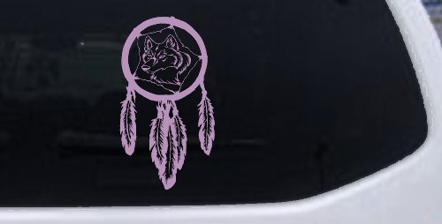 Dreamcatcher With Wolfs Head Native American Indian Dream Catcher Car or Truck Window Decal Sticker (Lilac)