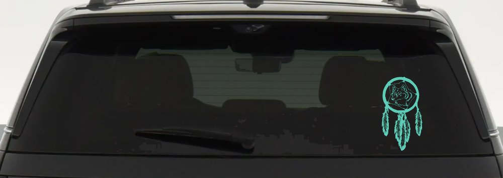 Dreamcatcher With Wolfs Head Native American Indian Dream Catcher Car or Truck Window Decal Sticker