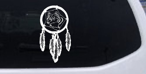Dreamcatcher With Wolfs Head Native American Indian Dream Catcher Car or Truck Window Decal Sticker