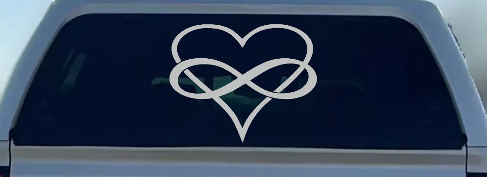 Infinity Symbol Around A Heart Car or Truck Window Decal Sticker (Light Gray)
