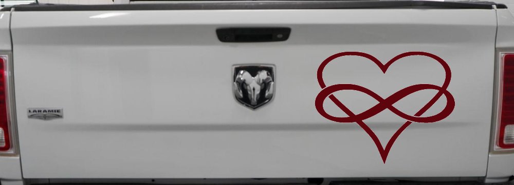 Infinity Symbol Around A Heart Car or Truck Window Decal Sticker (Purple Red)