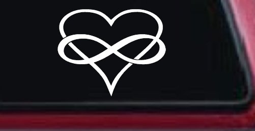 Infinity Symbol Around A Heart Car or Truck Window Vinyl Decal Sticker (White)