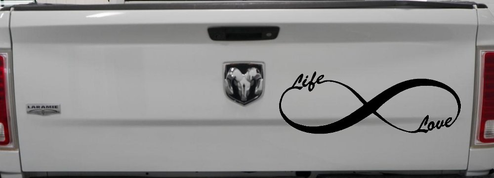 Infinity Symbol Life And Love Car or Truck Window Decal Sticker (Black)