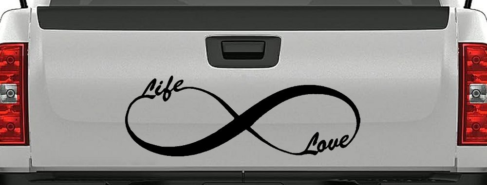 Infinity Symbol Life And Love Car or Truck Window Decal Sticker (Black)