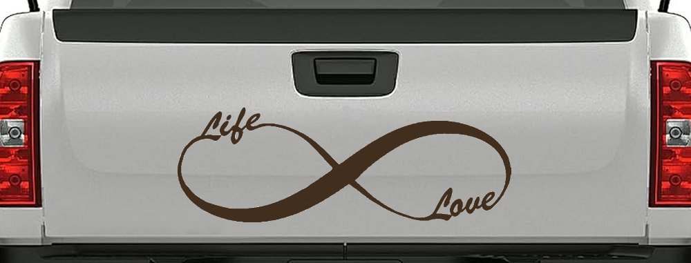 Infinity Symbol Life And Love Car or Truck Window Decal Sticker (Brown)