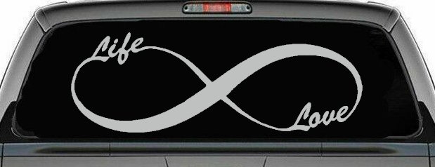 Infinity Symbol Life And Love Car or Truck Window Decal Sticker (Light Gray)