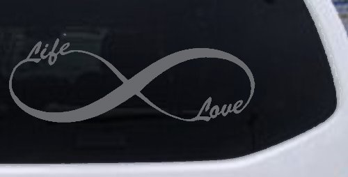 Infinity Symbol Life And Love Car or Truck Window Decal Sticker (Silver)