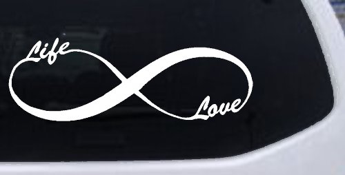 Infinity Symbol Life And Love Car or Truck Window Decal Sticker (White)