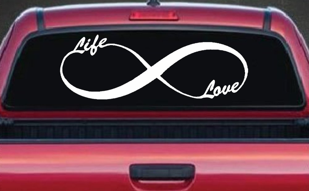 Infinity Symbol Life And Love Car or Truck Window Decal Sticker (White)