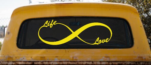 Infinity Symbol Life And Love Car or Truck Window Decal Sticker (Yellow)