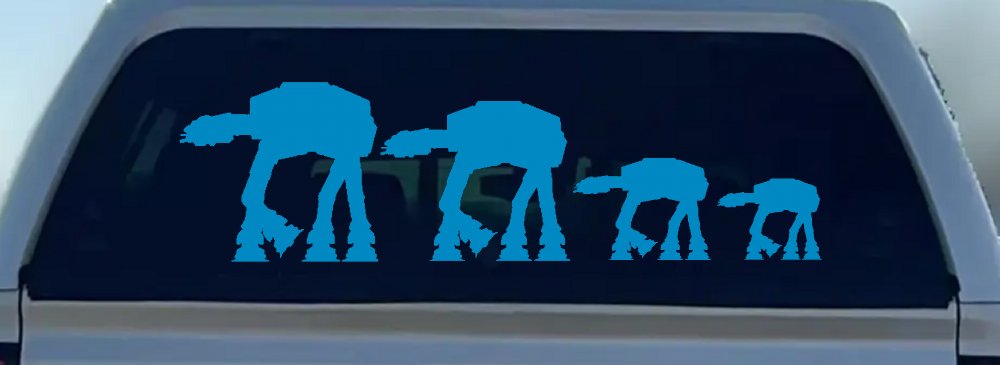 AT AT Stick Family Sci Fi Car or Truck Window Vinyl Decal Sticker (Blue)