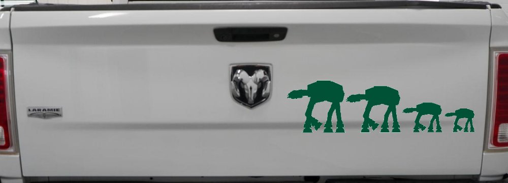 AT AT Stick Family Sci Fi Car or Truck Window Decal Sticker (Dark Green)