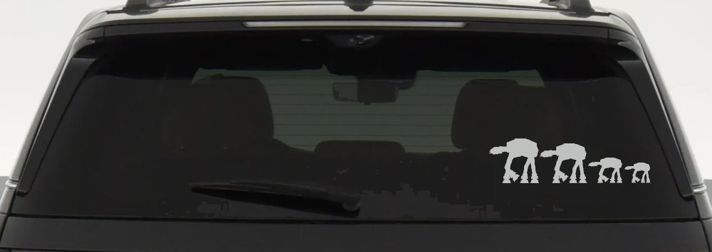 AT AT Stick Family Sci Fi Car or Truck Window Decal Sticker (Light Gray)