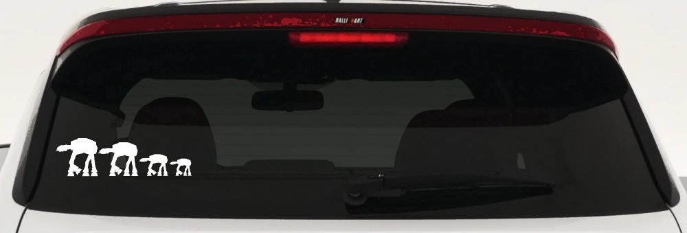 AT AT Stick Family Sci Fi Car or Truck Window Decal Sticker (White)