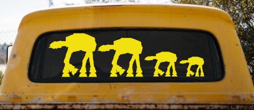 AT AT Stick Family Sci Fi Car or Truck Window Vinyl Decal Sticker (Yellow)