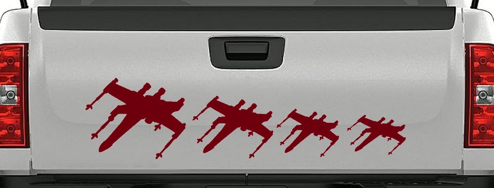 X Wing Stick Figure Family Sci Fi Car or Truck Window Decal Sticker