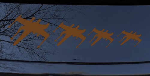 X Wing Stick Figure Family Sci Fi Car or Truck Window Decal Sticker (Copper)