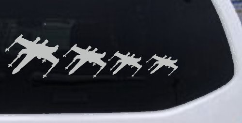 X Wing Stick Figure Family Sci Fi Car or Truck Window Decal Sticker