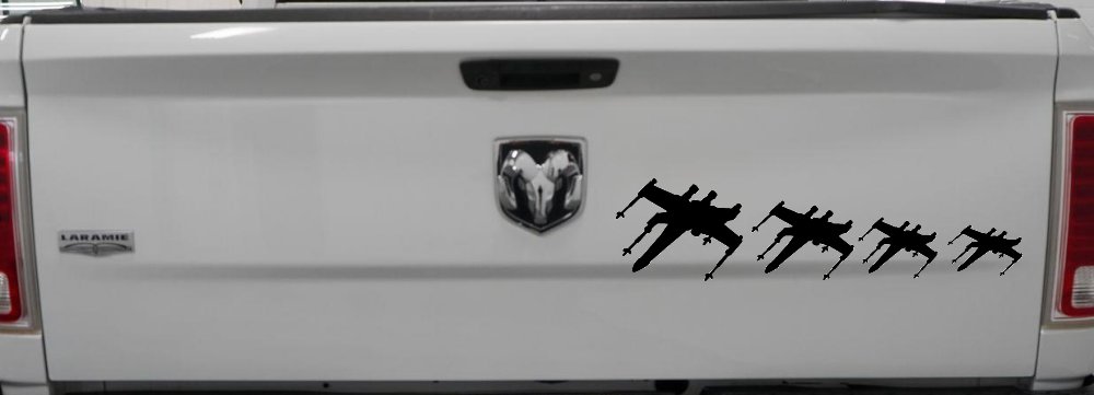 X Wing Stick Figure Family Sci Fi Car or Truck Window Decal Sticker