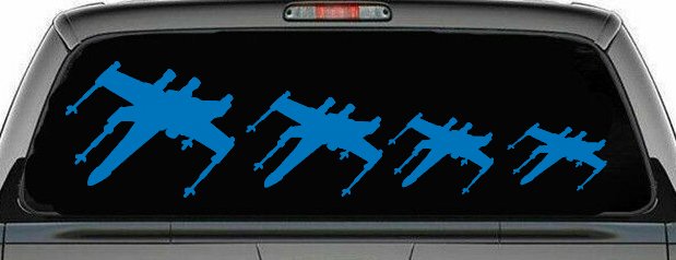 X Wing Stick Figure Family Sci Fi Car or Truck Window Decal Sticker (Sky Blue)