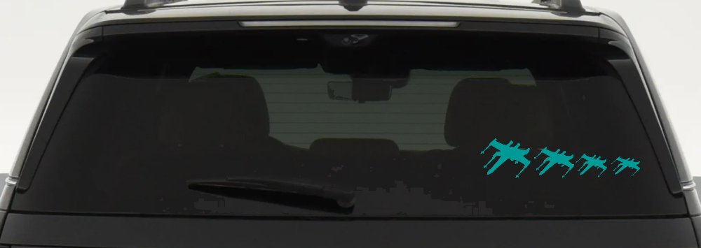 X Wing Stick Figure Family Sci Fi Car or Truck Window Decal Sticker