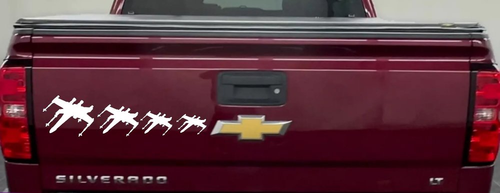 X Wing Stick Figure Family Sci Fi Car or Truck Window Decal Sticker