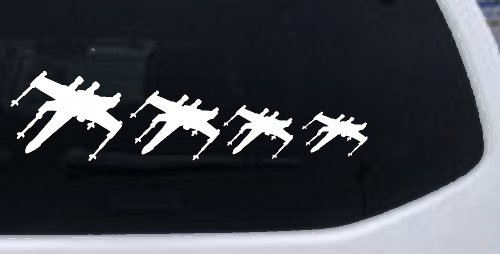 X Wing Stick Figure Family Sci Fi Car or Truck Window Decal Sticker