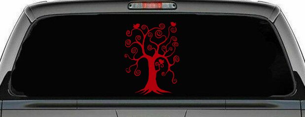 Swirl Tree With Birds Swirls Car or Truck Window Decal Sticker