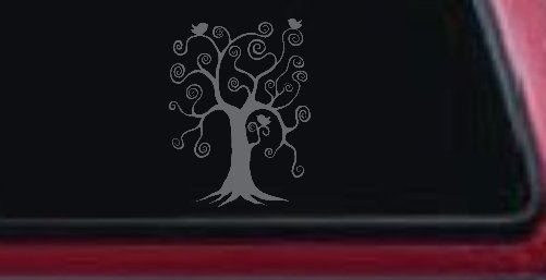 Swirl Tree With Birds Swirls Car or Truck Window Decal Sticker