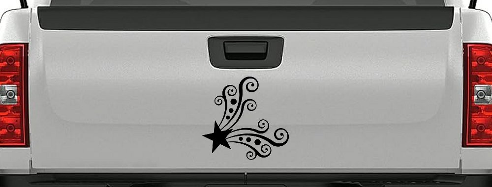 Star Corner Swirl Swirls Car or Truck Window Vinyl Decal Sticker (Black)