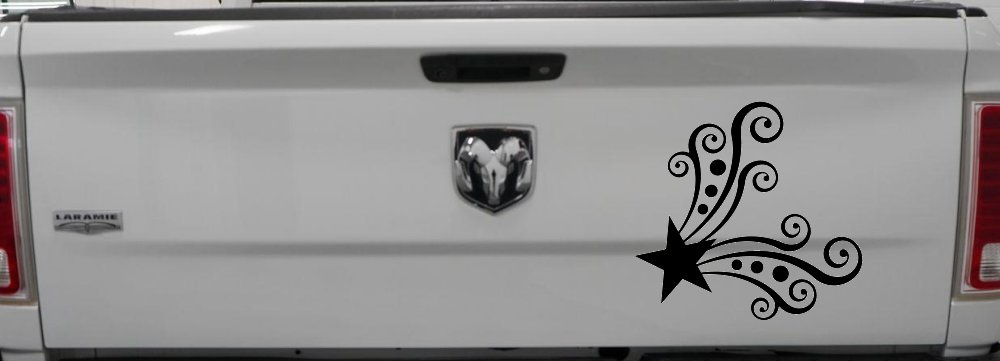 Star Corner Swirl Swirls Car or Truck Window Decal Sticker (Black)