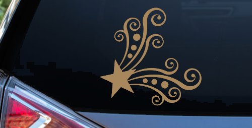 Star Corner Swirl Swirls Car or Truck Window Decal Sticker (Light Brown)
