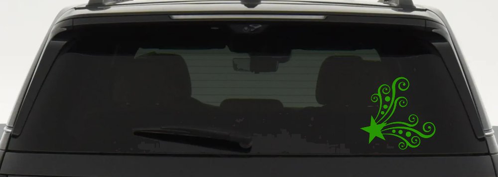 Star Corner Swirl Swirls Car or Truck Window Vinyl Decal Sticker (Lime)