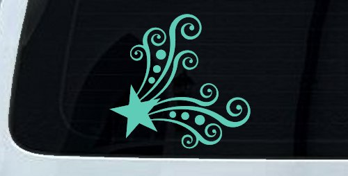 Star Corner Swirl Swirls Car or Truck Window Decal Sticker (Mint)