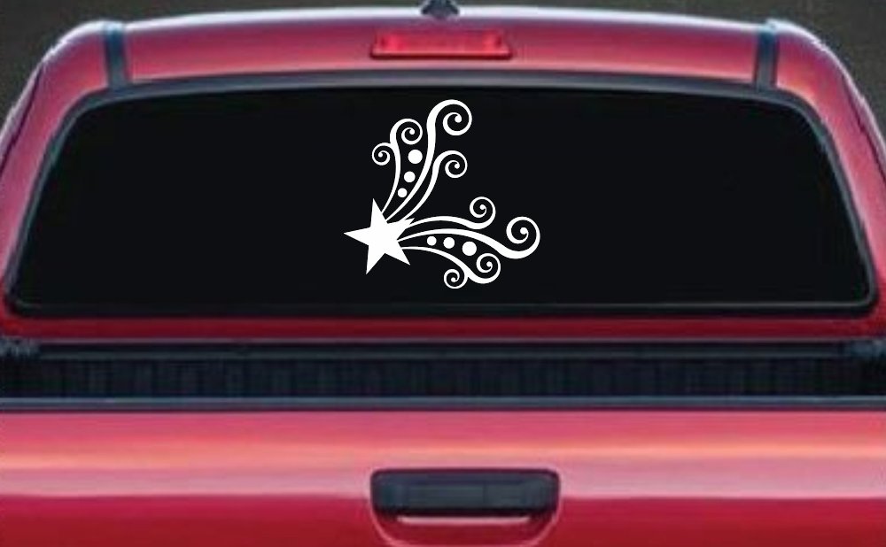 Star Corner Swirl Swirls Car or Truck Window Decal Sticker (White)