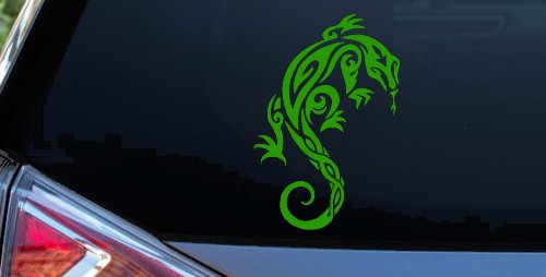 Tribal Iguana Car or Truck Window Vinyl Decal Sticker (Lime)