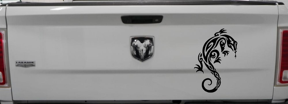 Tribal Iguana Car or Truck Window Decal Sticker (Matte Black)