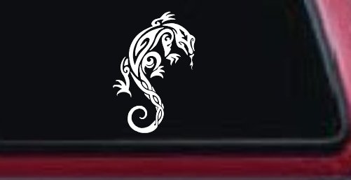 Tribal Iguana Car or Truck Window Decal Sticker (White)