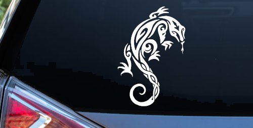 Tribal Iguana Car or Truck Window Vinyl Decal Sticker (White)