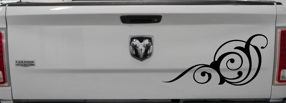 Swirl 3 Point Swirls Car or Truck Window Decal Sticker (Black)